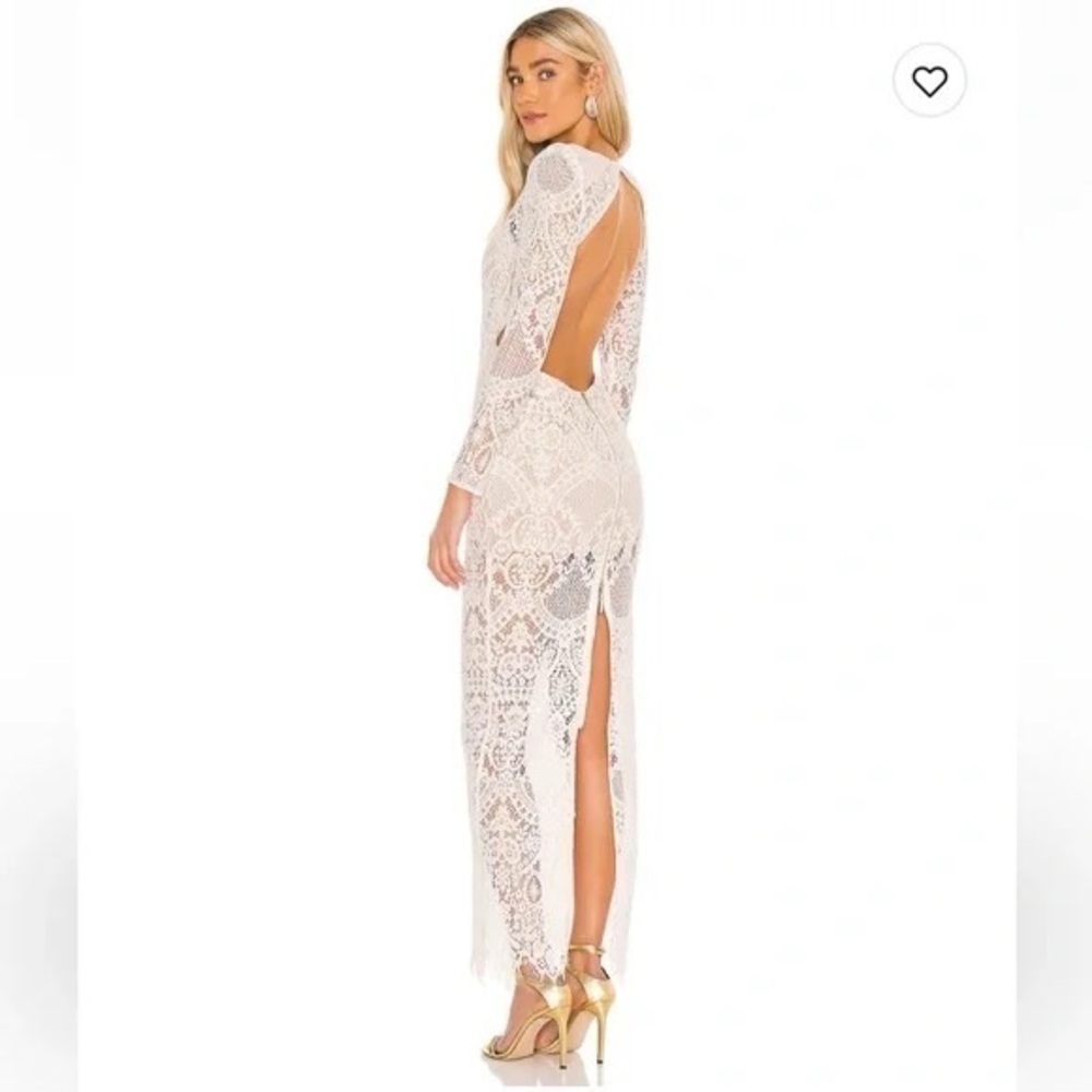 Bronx and Banco Allegra Long White Backless Lace Dress size small